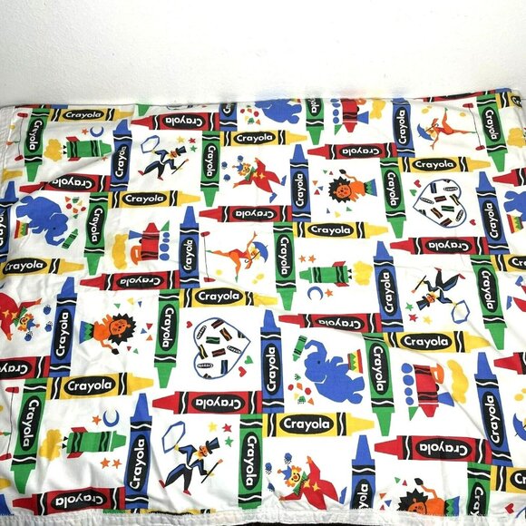 Vintage Handmade Crayola Crayons Blanket Bed Throw Primary Colorful 54" x  44" - Picture 10 of 11